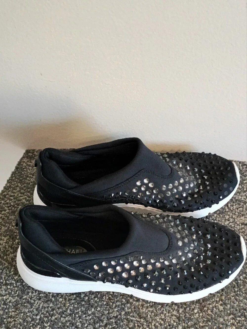 Michael Kors Black Slip-On Sneaker with Crystal Embellishments Size 6